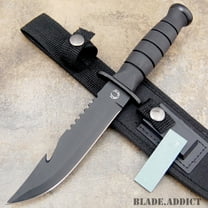 10.5" BOWIE SURVIVAL HUNTING KNIFE Camping Outdoor Gut Hook Fixed Blade SHEATH