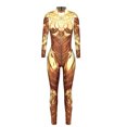 thumbnail image 1 of Gibobby pantalones siameses color liso Body de manga larga con estampado tecnológico sexy para mujer Halloween(Dorado， L), 1 of 3