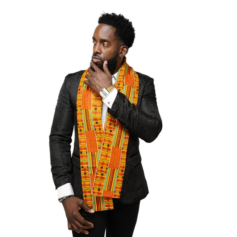 Kente African Print Stole/Sash - 100% Cotton Woman's Attire