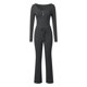 thumbnail image 4 of Conjunto de 2 piezas de manga larga para mujer: top con cuello en V y pantalones anchos, poliéster y spandex, tallas S-XL, 4 of 4