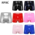 thumbnail image 2 of Pantalones cortos de charol Wetlook para hombre, calzoncillos tipo bóxer con bolsa para bulto, pantalones cortos de látex para Fiesta EN LA Piscina, ropa para discoteca, pantalones cortos ajustados, 2 of 5