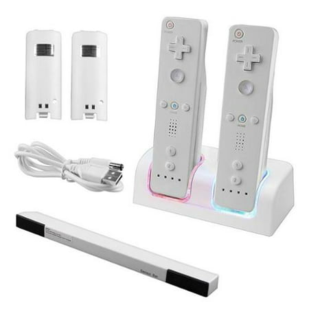 Insten Nintendo Wii / Wii u Dual Controller Charger Station  + Battery + Wireless Sensor