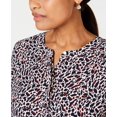 thumbnail image 3 of JM Collection Women's Printed Pleated Back Top Black Size Petite S, 3 of 5