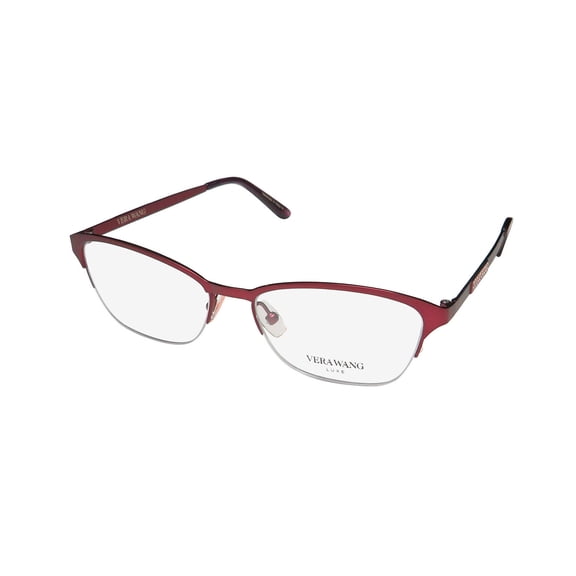 NEW VERA WANG LUXE CATLIN WOMENS/LADIES CAT EYE HALF-RIM WINE FRAME DEMO LENSES 51-16-130 EYEGLASSES/SPECTACLES