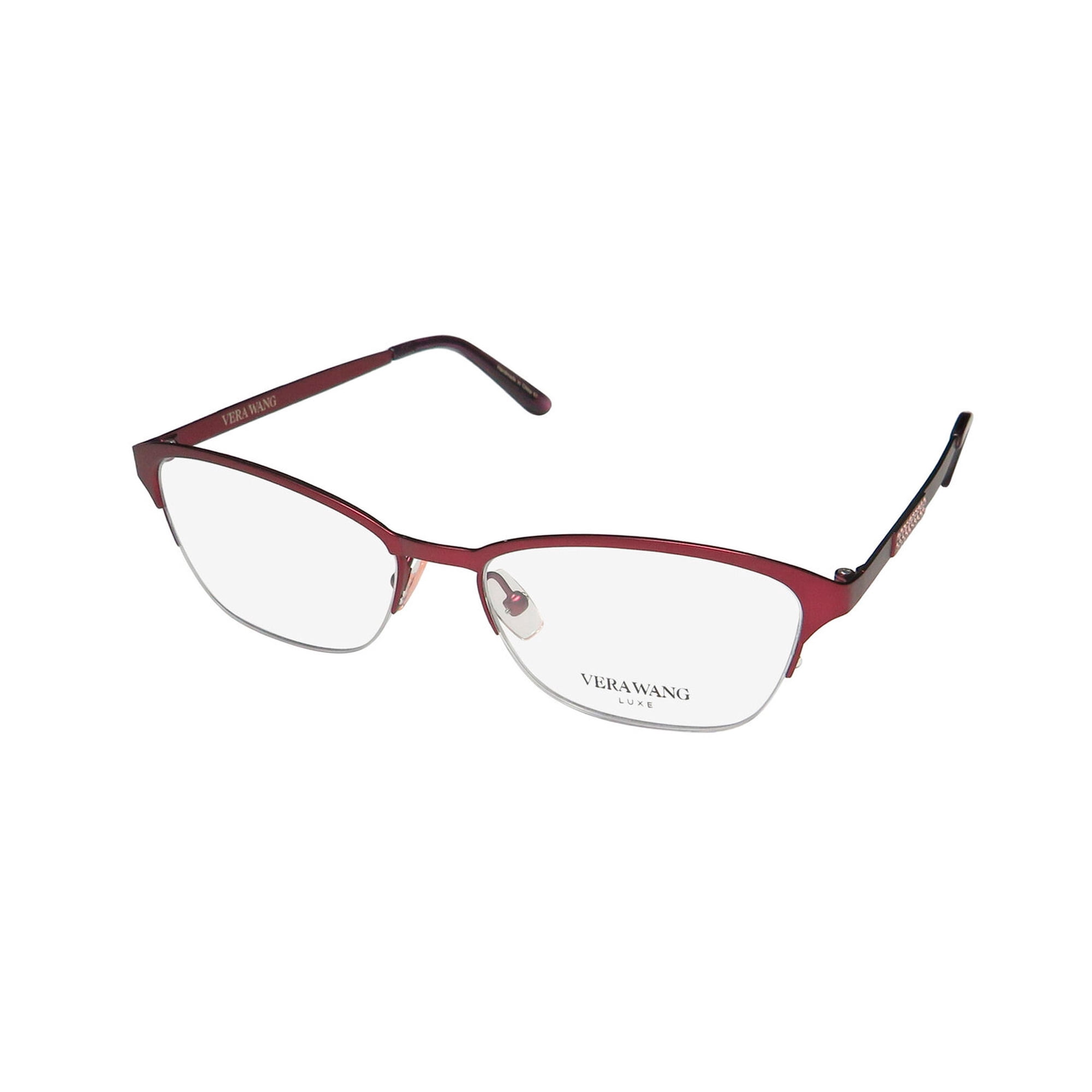 NEW VERA WANG LUXE CATLIN WOMENS/LADIES CAT EYE HALF-RIM WINE FRAME DEMO LENSES 51-16-130 EYEGLASSES/SPECTACLES