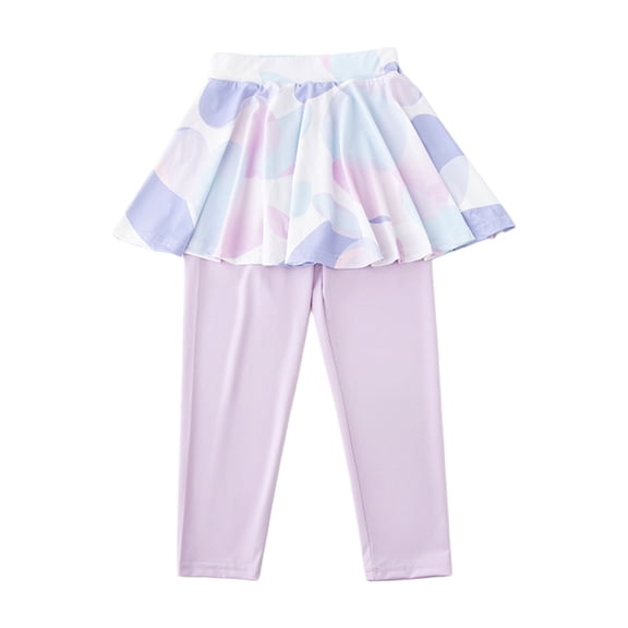CPNG Girls Skirted Leggings Stretchy Athletic Workout Dance Tennis Yoga Leggings with Ruffle Skirt Daily Tights for Girls