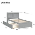 thumbnail image 3 of Twin Bed with Trundle, Twin Bed Frame with Bookcase Headboard, Wood Twin Platform Bed with Pull Out Trundle Bed for Kids, Gray, 3 of 5