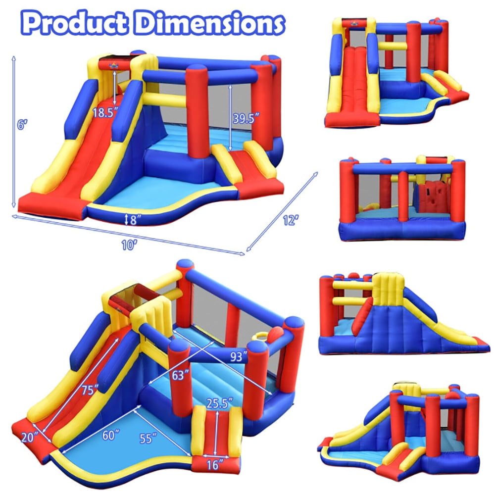 Aimee Lii Kids Inflatable Bouncy Castle with Double Slides without Air Blower, Kids Bounce House