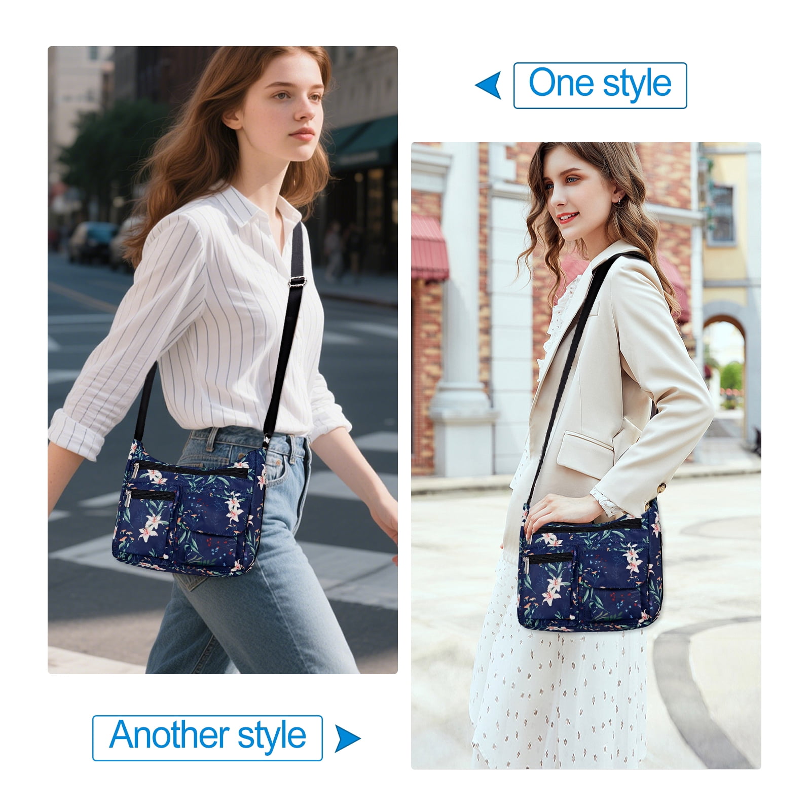 URSOFINE Women's Crossbody Bag Lightweight Ladies Travel Shoulder Messenger Bag with Adjustable Strap & Multiple Pockets Soft Across Bag Purse for Everyday Use (15+)