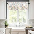 thumbnail image 3 of 3PCS Kitchen Curtains Valance and Tiers Set Semi Sheer Kitchen Curtain Valance Window Spring Watercolor Flowers Leaves Tier & Valance Set Rod Pocket Valance Curtains, 54"x18"/27.5"x36"x2, 3 of 6