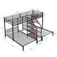 thumbnail image 4 of Twin over Twin & Twin Metal Bunk Bed,Triple Bunk Bed 3 Beds Bunk Bed with Storage Shelves Staircase,Black, 4 of 13