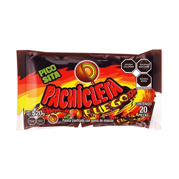 Paleta Pachicleta fuego con goma de mascar 20 pzas