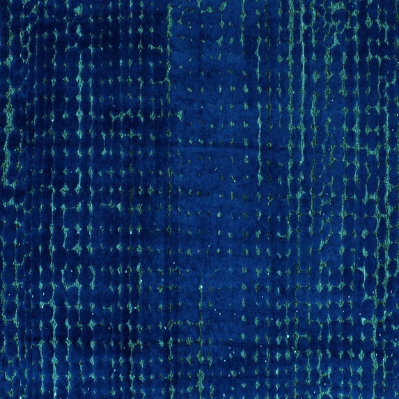 Ahgly Company Machine Washable Indoor Square Abstract Turquoise Blue Modern Area Rugs, 6' Square