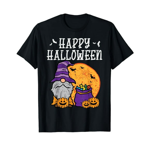 Happy Halloween Gnome Halloween Costume Black T-Shirt Crew Neck Tee