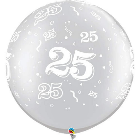 30 inch Qualatex 25-A-Round - Silver Latex Balloons (2 Pack) - Party Supplies Decorations