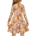 thumbnail image 3 of DISNIMO Hippie Dress Flower Long Sleeve Dress Girls 13-14 Dresses Kid Twirl Dress for Children Skater Dress Teen Button Down Dress Kids Collared Dress Youth Girl Beach Dress for Kids Teen, 3 of 7