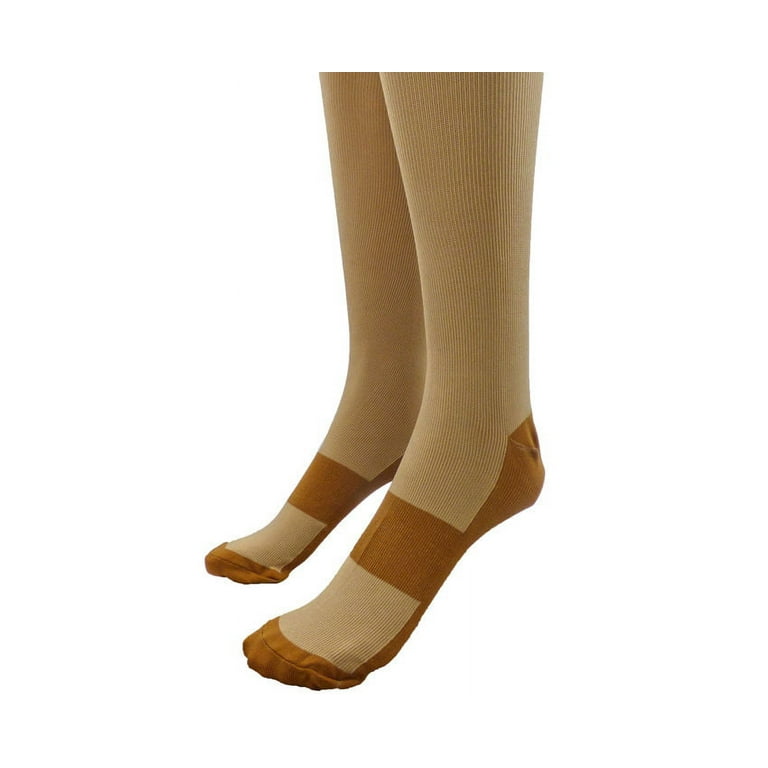 Copper Zipper Compression Socks w/ Open Toe Knee High Support Stockings -  Soft, Breathable Compression Socks For Support, Reduce Swelling & Better