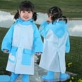 thumbnail image 2 of MEZZALL Summer Autumn Boys Girls Rainwear Plain Color Buttoned Thick Poncho Cartoon Raincoats Rain Ponchos Toddler Trenchcoat Leisure / 5-8 Years, 2 of 4
