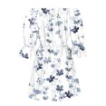 thumbnail image 4 of Fsqjgq Summer Dress Bridesmaid Dresses Party Dress Petite Dresses for Women Petite Length Vintage Print Beach Vacation Dresses Off Shoulder Tunic Casual Loose Fit Bell Sleeve Mini Dress Elastic W L, 4 of 5