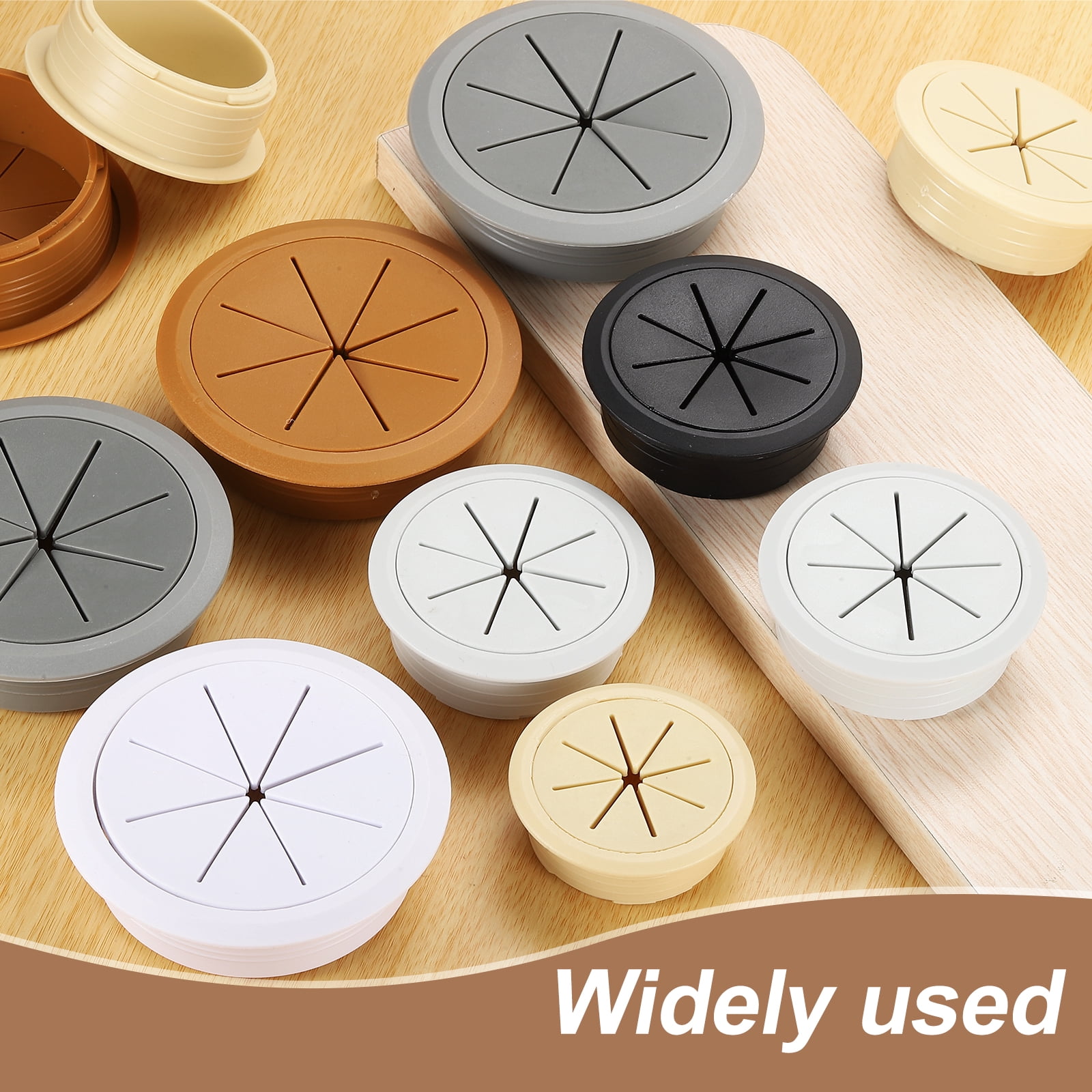 6 Pack Desk Grommet, 3.15 inch 80mm Desk Cable Hole Cover, Brown