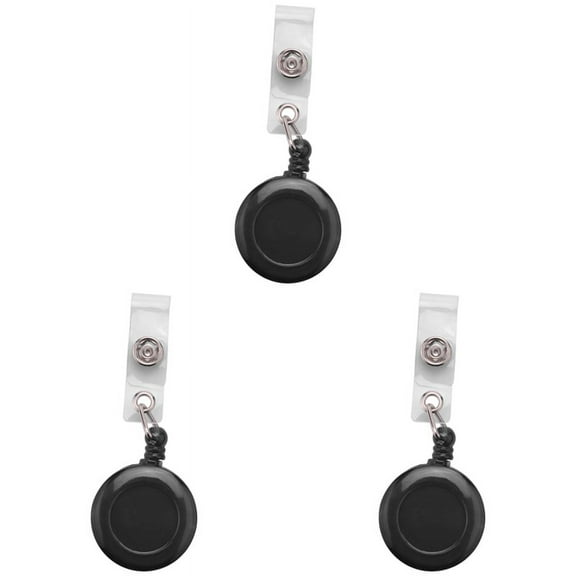 3X Retractable Yo Yo Key Ring PULL CHAIN Belt Clip ID CARD Holder Ski Pass - Black