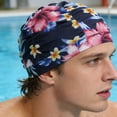 thumbnail image 4 of Yucurem 1 Pack Oversized Printed Fabric Swim Cap for Women Men, Breathable Elastic Flexible Swim Caps, Lightweight Ear Protection Bathing Caps Diving Swimming Equipment, 4 of 8