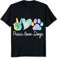 thumbnail image 2 of 100% Cotton Peace Love Dogs Tie Dye Paw Print Shirt For Dog Lovers Women Casual T-Shirt With Colorful Design And Fun Message, 2 of 5