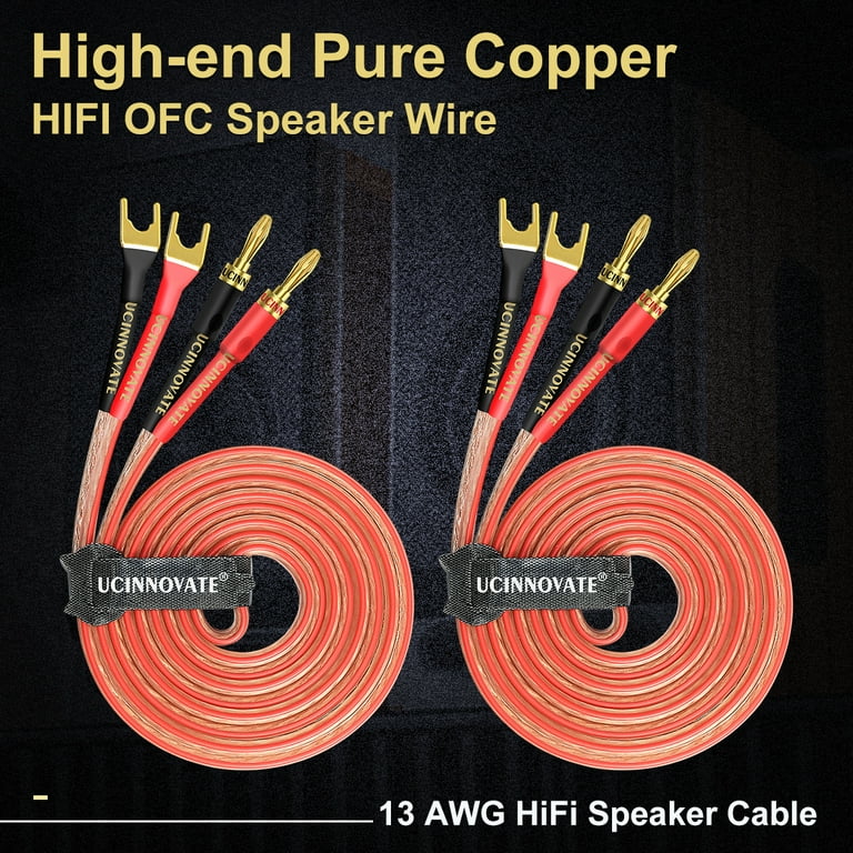 Y Plug Spade Connector For Speaker Wire, MEIRIYFA 8 Pcs Y Spade Plug 45 Degree Gold Plated U Fork Spade Plug Connector Red And Black