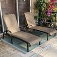thumbnail image 2 of PURPLE LEAF Outdoor Chaise Lounge Chair Set of 3 with Side Table Adjustable Aluminum Chairs Brown for Outside Yard Patio Pool Garden Beach, 2 of 10