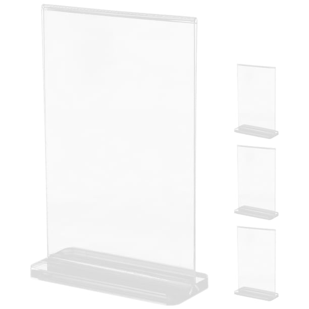 4 soportes de acrílico para letreros, soporte de exhibición de escritorio, soporte de mesa, soporte vertical para letreros.