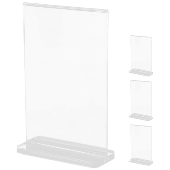 4pcs Acrylic Sign Holder Desktop Display Stand Tabletop Sign Holder Vertical Sign Holder