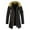 Black, variant on AOOCHASLIY Fall Clothes Men's Fashion Casual Loose Medium Length Cotton Coat Plush Hooded Cotton Coat Large Thickened Thermal Coat