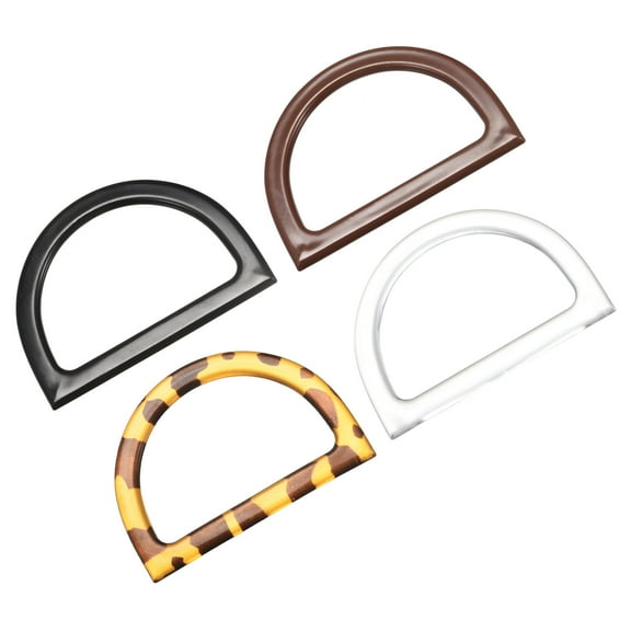 Purse Handles, 4 Pack 4.7" Plastic D Shape Handbag Handle Replacement Accessories for DIY Making (4 Colors)