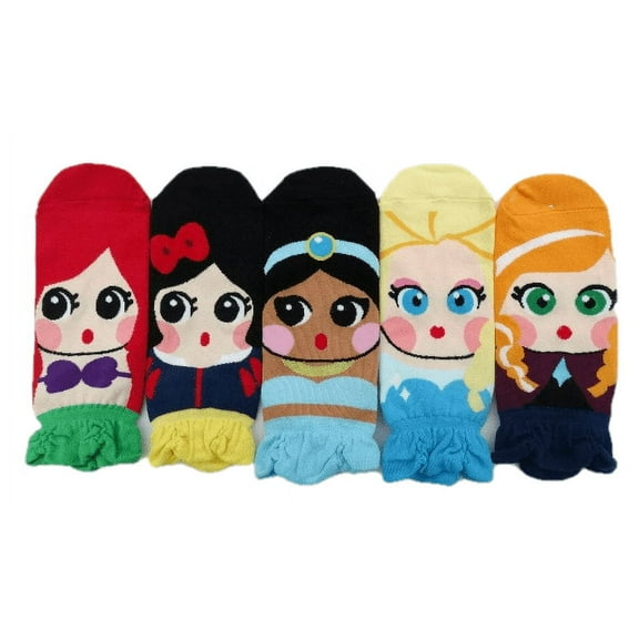 JJMax Princess Series Character Socks: Elsa, Anna, Ariel, Snow White, Jasmine