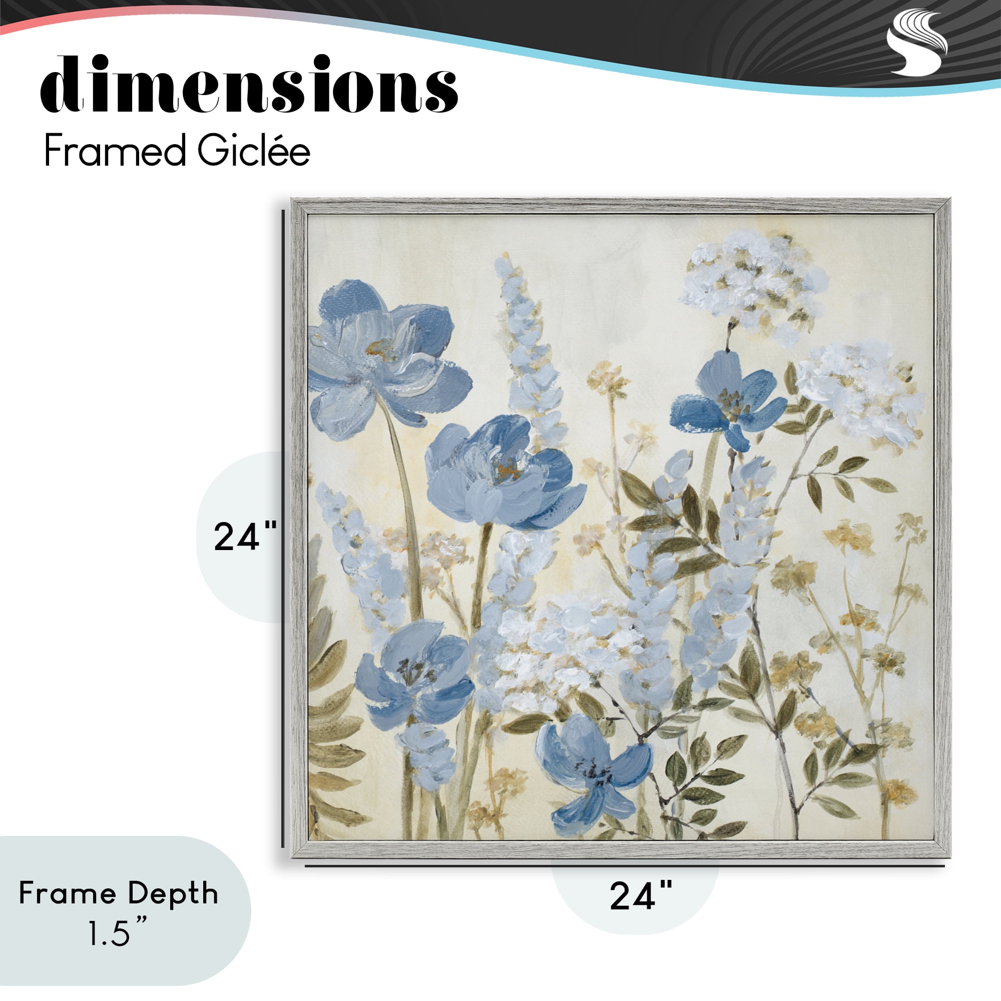 Stupell Industries Peace In The Blue Garden Gray Framed Giclee Art, design by Lanie Loreth