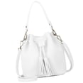 thumbnail image 3 of Chok 1111Fourone Bucket Bag Faux Leather Tassel Drawstring Crossbody Pouch Women Solid Color Shoulder Bag Handbag, 3 of 8