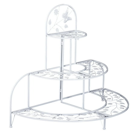 Tier Leaf - Outsunny 3’ 3 Tier Metal Butterfly and Leaf Outdoor Potted Plant Stand - White