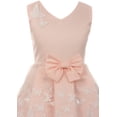 thumbnail image 2 of Little Girls Satin Butterfly Mesh Lace Ribbon Trim Holiday Party Easter Flower Girl Dress Blush 6 (J21KS12), 2 of 4