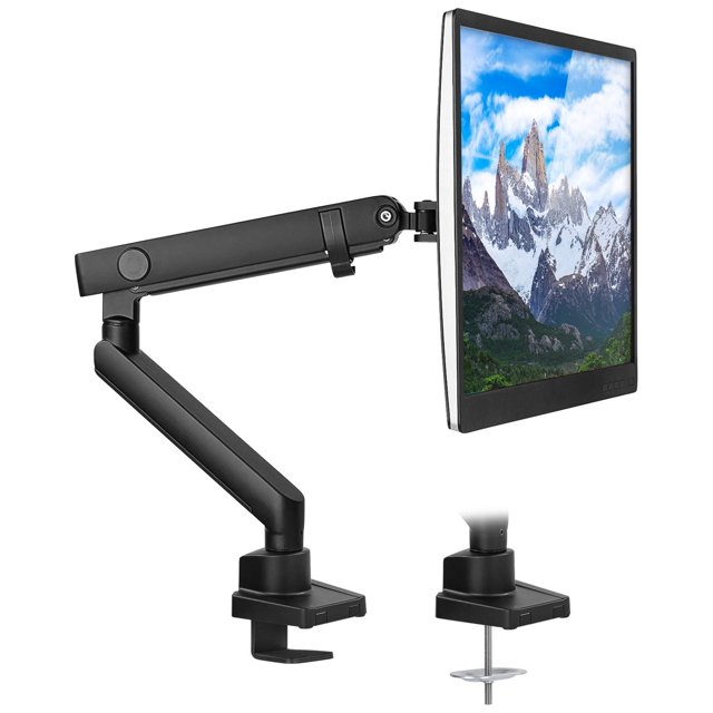 Mount-It! Single Monitor Arm Mount | Premium Monitor Desk Stand | Articulating Mechanical Spring Arm | Fits 24 27 30 32 Inch VESA 75 100 Compatible C