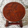 thumbnail image 2 of Round Stool, Wooden Step Stool, Shoe Stool for Living Room, Bedroom, 11" Children's Stool, Mini Side Table, Wood Ottoman, Cherry + Butterfiles, 2 of 4