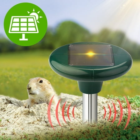 HERCHR 2pcs Mole Repeller Ultrasonic Animal Repellent Spikes Solar Powered Gopher and Vole Chaser Humane Rodent Repellent - Spike Deterrent Traps Control Groundhog Away from Lawn and