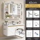 thumbnail image 2 of Gabinete de Baño de Lavamanos y Armario con Espejo Ajustable en 3 Colores, Armario de Pared para Baño con Grifos de Agua Caliente y Fría, Tuberías de Desagüe, Estante, 60 * 40 * 38cm (Marble), 2 of 9