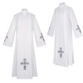 thumbnail image 4 of BLESSUME Unisex Church Robes for Pastors Priest Robe Priest White Jacquard Robe, 4 of 6