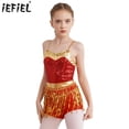 thumbnail image 2 of Traje de baile latino Samba Jazz para niños y niñas, traje de baile metálico con lentejuelas brillantes, mono con flecos Cha-cha, 2 of 5