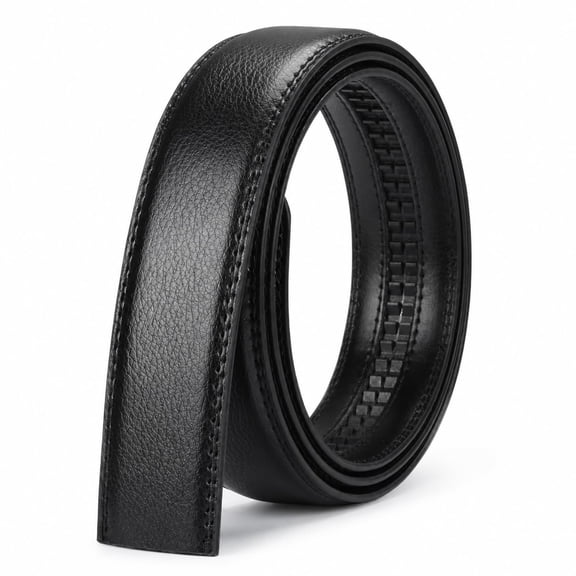 Men's Ratchet Belt Replacement Strap Only, PU Leather Strap for Automatic Buckle, Cut to Fit 31"-61" Waist, Black Brown - TRISJEM