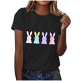 thumbnail image 2 of Mifsaly Short Sleeve T-Shirts Women Relaxed Fit Multi Pastel Bunnies Graphic Cotton tops Soft Breathable Casual Summer Basic Tees XXL, 2 of 6