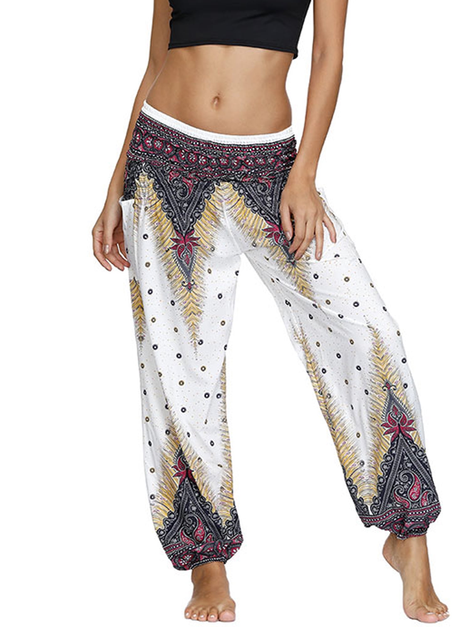 LALLC - Women's Harem Yoga Pants Casual Baggy Boho Floral Hippie ...