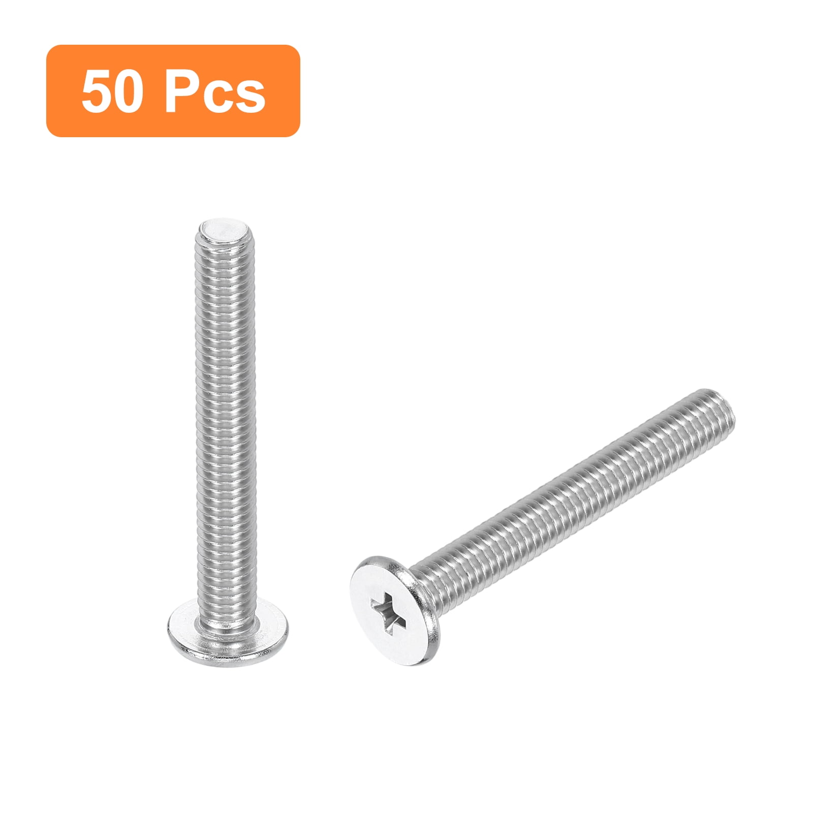 M6-1 x 45mm 50Pack Metal Flat Round Head Screws Phillips Drive Machine Bolt