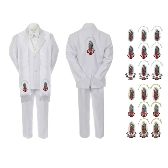 Baby Boy Christening Notch Lapel Suit Silver or Gold Mary On Stole & Back SM-20