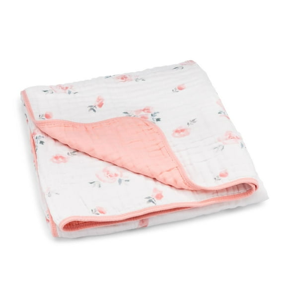Parker Baby Girls Dreamy Floral Pink 100% Muslin Cotton Baby Blanket